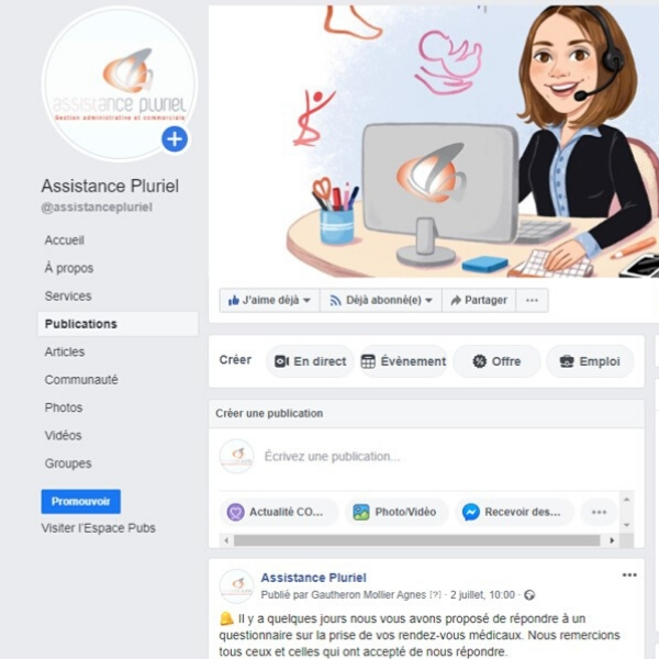 Assistance Pluriel Animation page facebook page linkedin community management conseil en communication